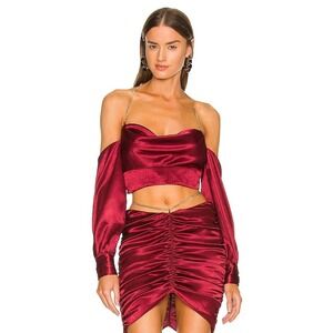 Michael‎ Costello x REVOLVE Sybil Crop Top and Skirt Set Red XS/S Flaws